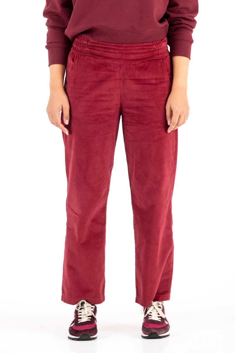 PANTALON EN VELOURS CÔTELÉ FRAMBOISE