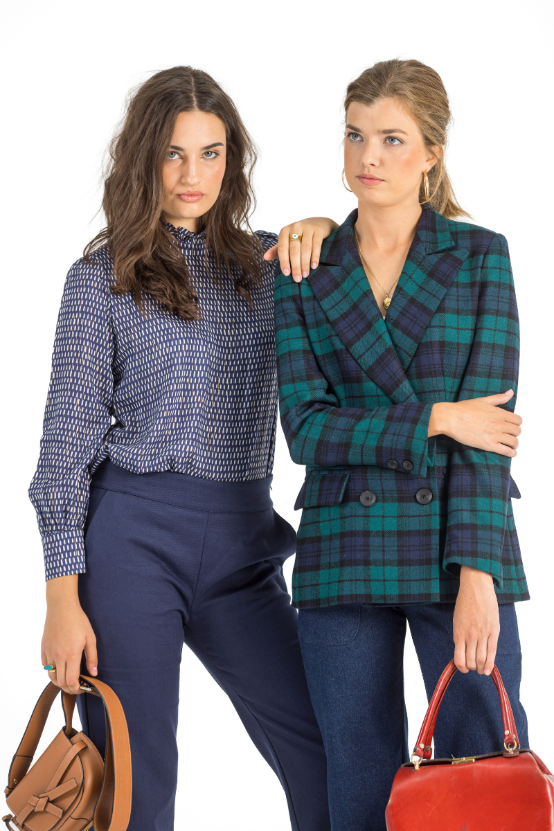 SENA BLUE SHIRT WITH GOLDEN TOUCH