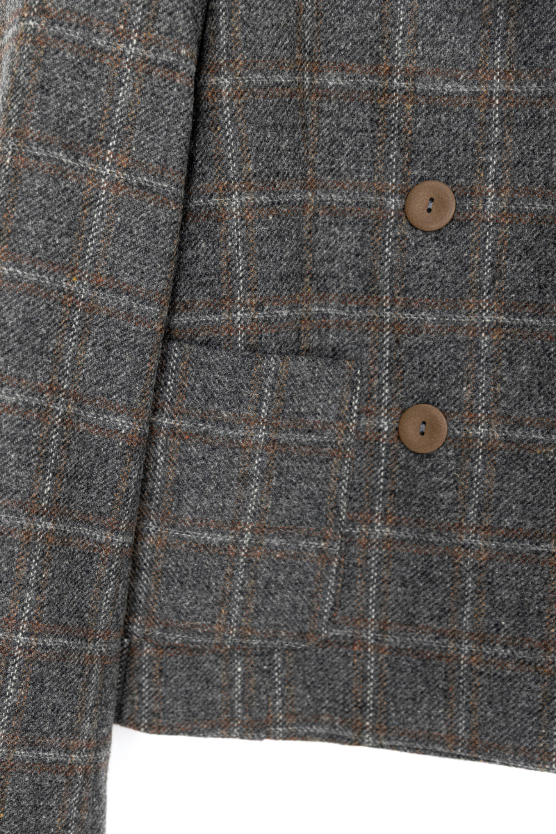 CHAQUETA BOMBIM GRIS CUADRO MARRON