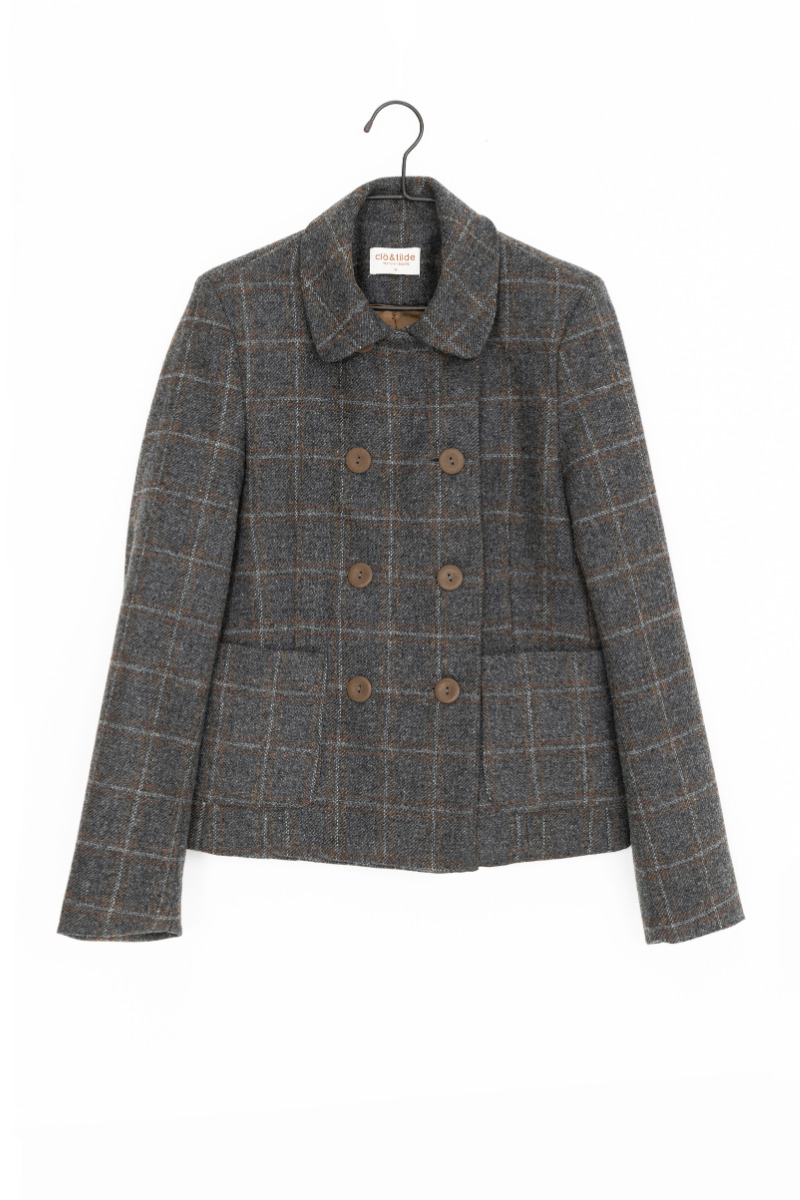 CHAQUETA BOMBIM GRIS CUADRO MARRON