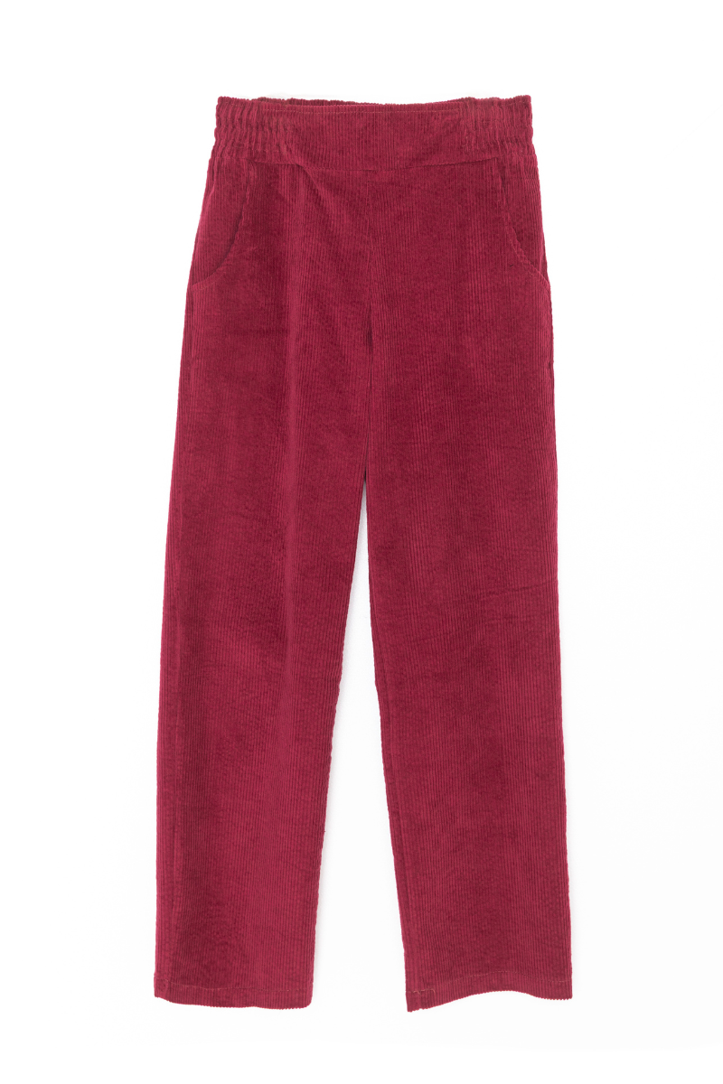 PANTALON EN VELOURS CÔTELÉ FRAMBOISE