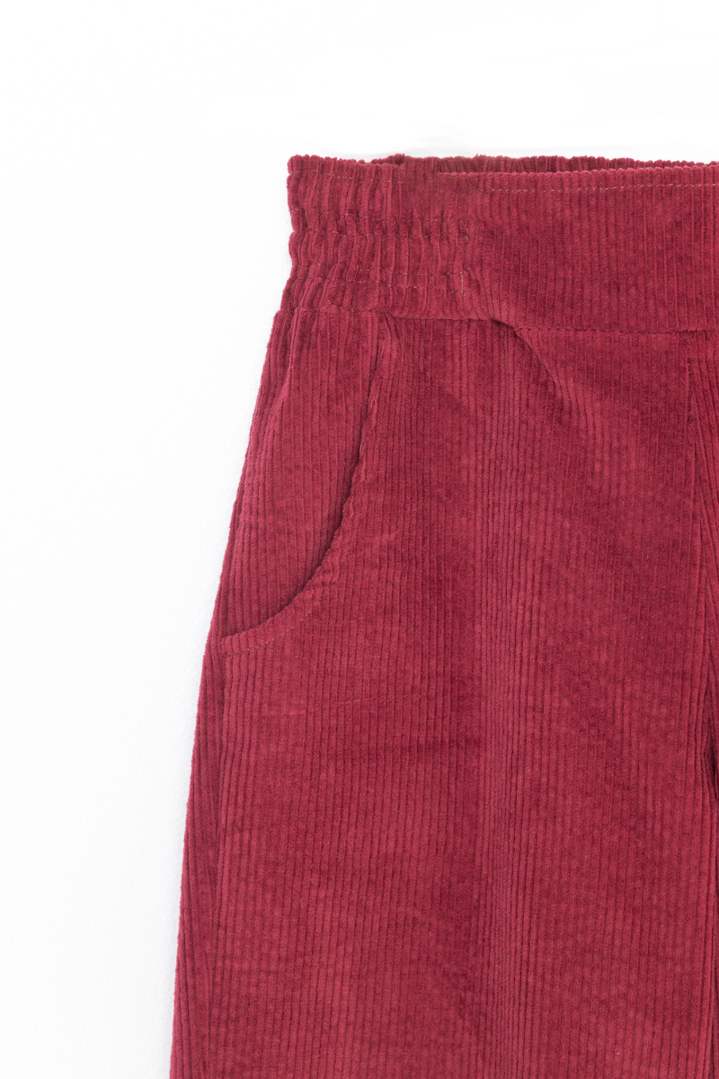 PANTALON EN VELOURS CÔTELÉ FRAMBOISE
