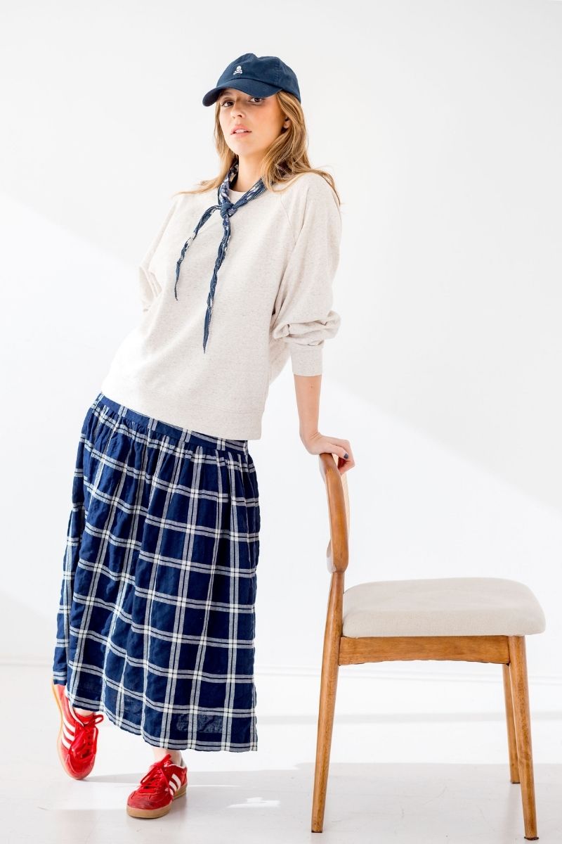 FALDA AZUL Y BEIGE