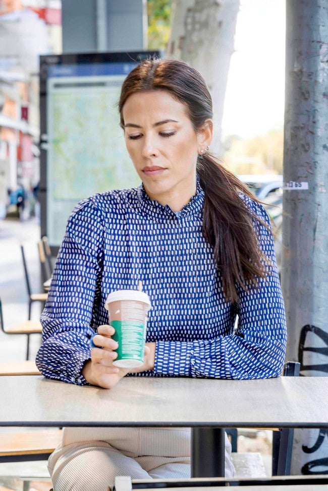 CAMISA SENA AZUL TOQUE DORADO