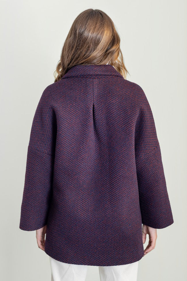 CHAQUETON GRANATE CON PUNTITO AZUL