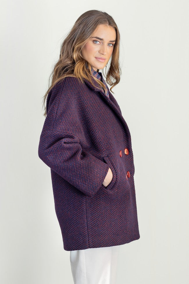 CHAQUETON GRANATE CON PUNTITO AZUL
