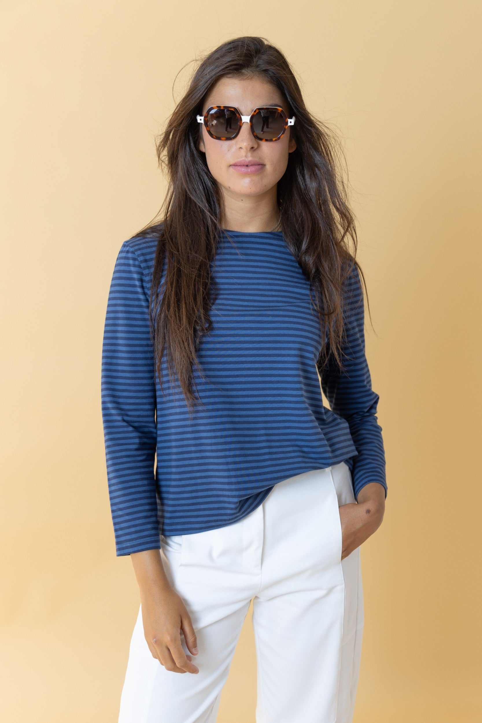 TOP RAYÉ BLEU