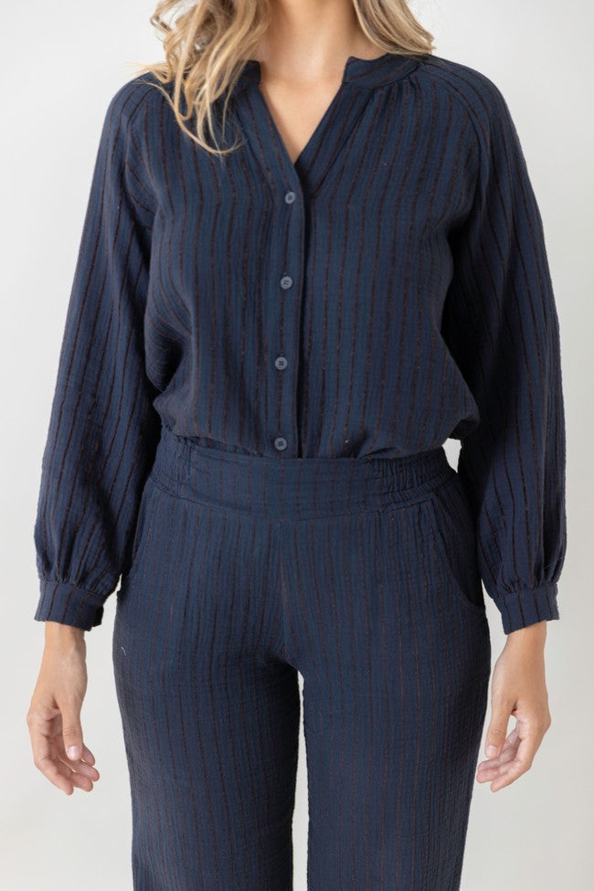 CAMISA AZUL FLOCADO