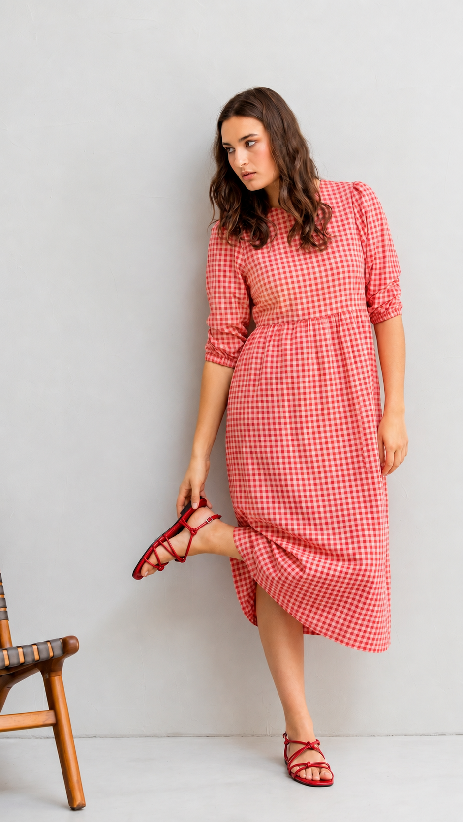VESTIDO VICHY FUCSIA