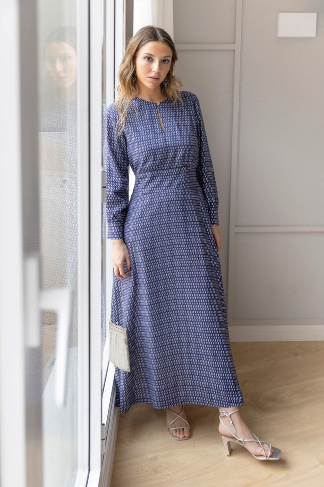 ROBE BLEUE PINTES DOREES