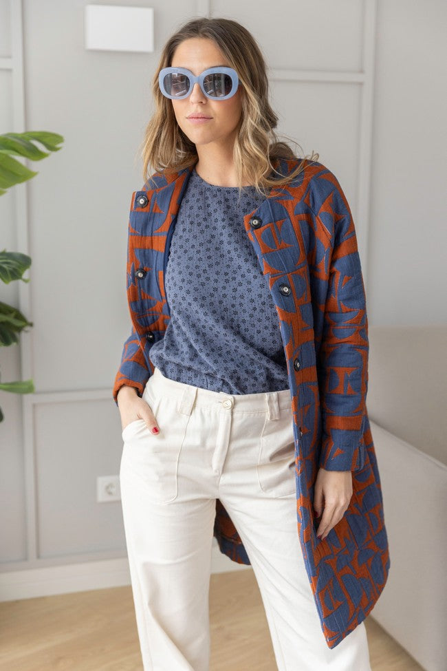 CHEMISE FLOCÉE DORÉE À PETITES FLEURS
