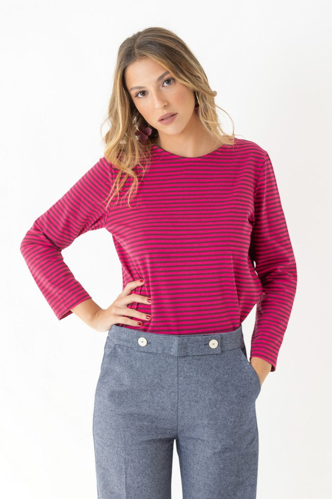 TOP RAYÉ ROSE