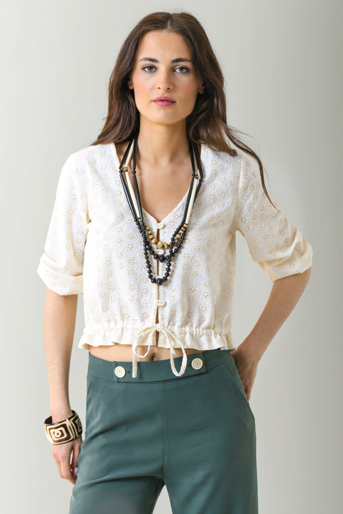 RAW THREAD EMBROIDERED TOP