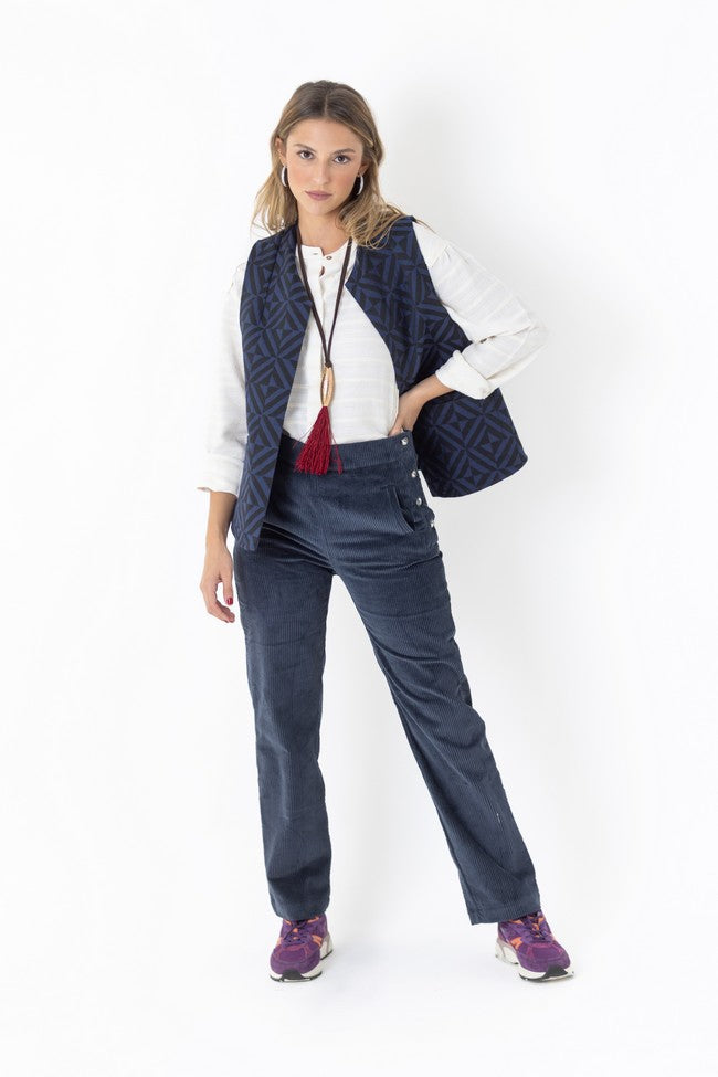PANTALON MILAN PANA AZUL OSCURO