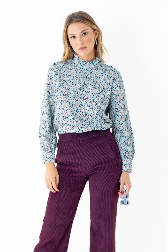 CAMISA SENA TURQUESA FLORES