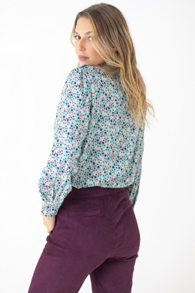 CAMISA SENA TURQUESA FLORES