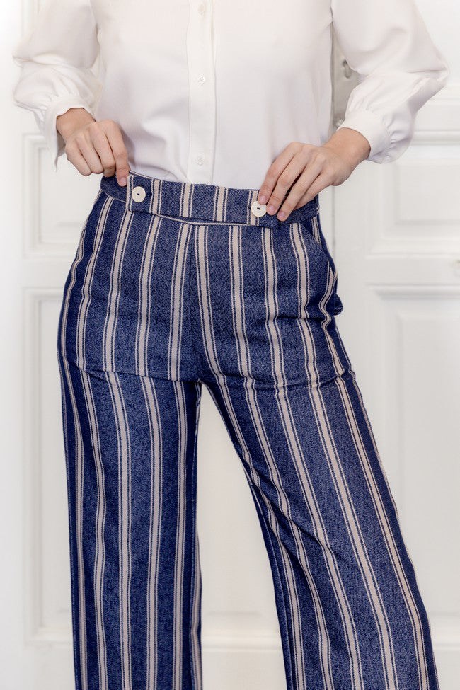 PANTALON PALAZO JASPEADO RAYAS CRUDAS