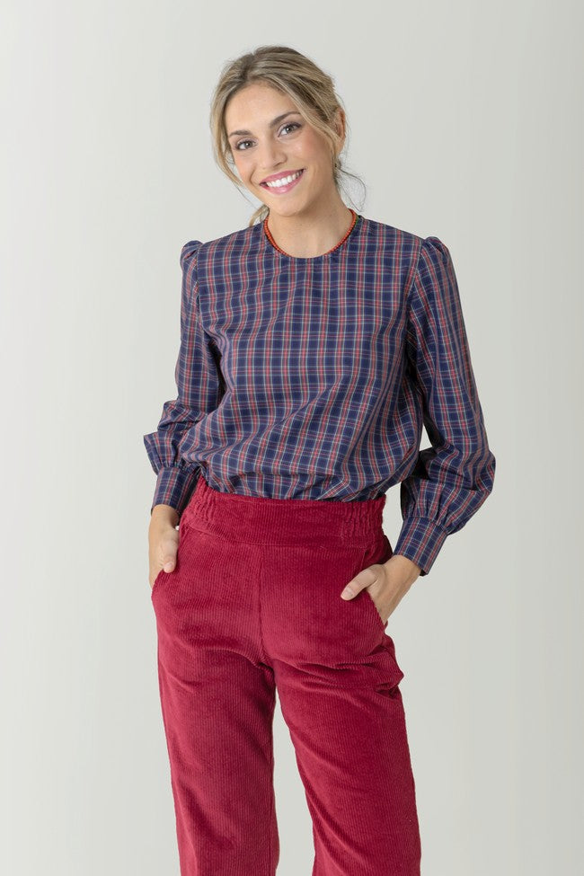 CHEMISE ÉCOSSAISE BLEUE DORÉE