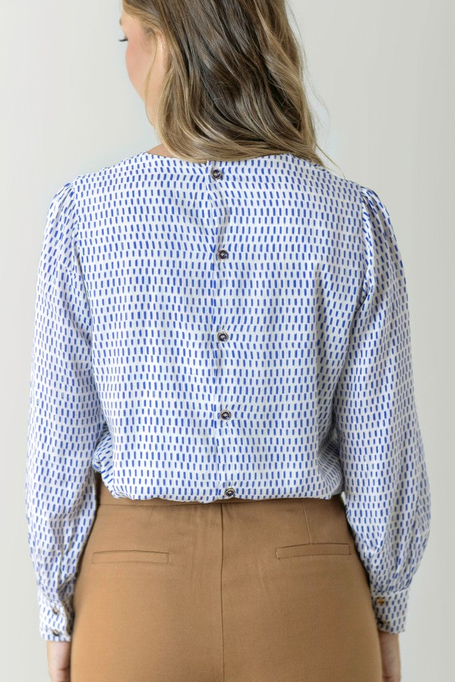 CAMISA GOLDEN  PINTITAS AZUL Y DORADO