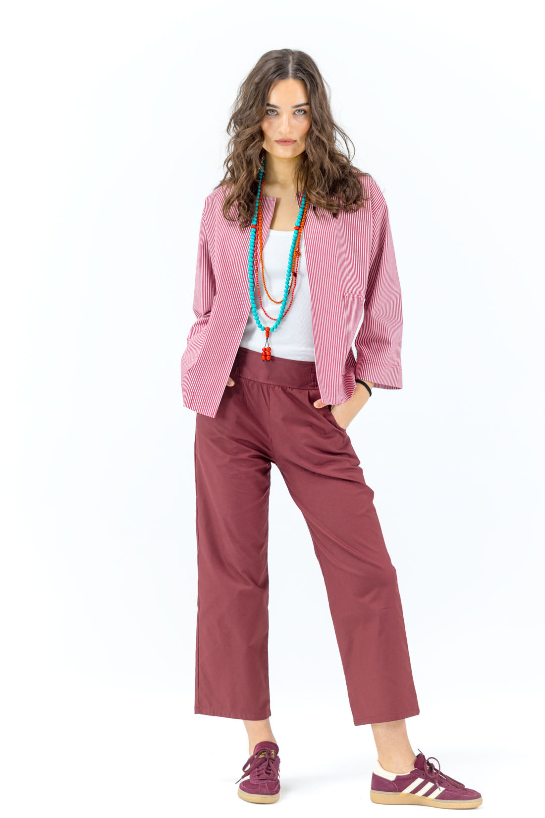 PANTALON POPELIN BURDEOS