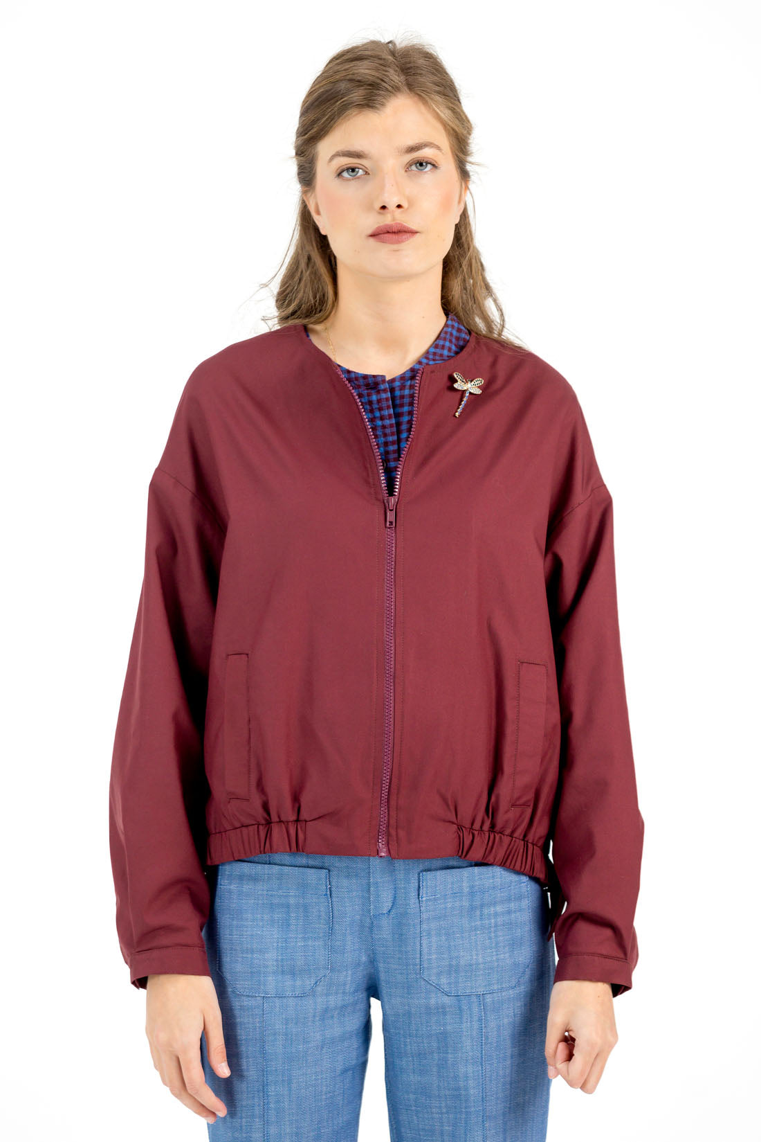 BOMBER POPELIN BURDEOS