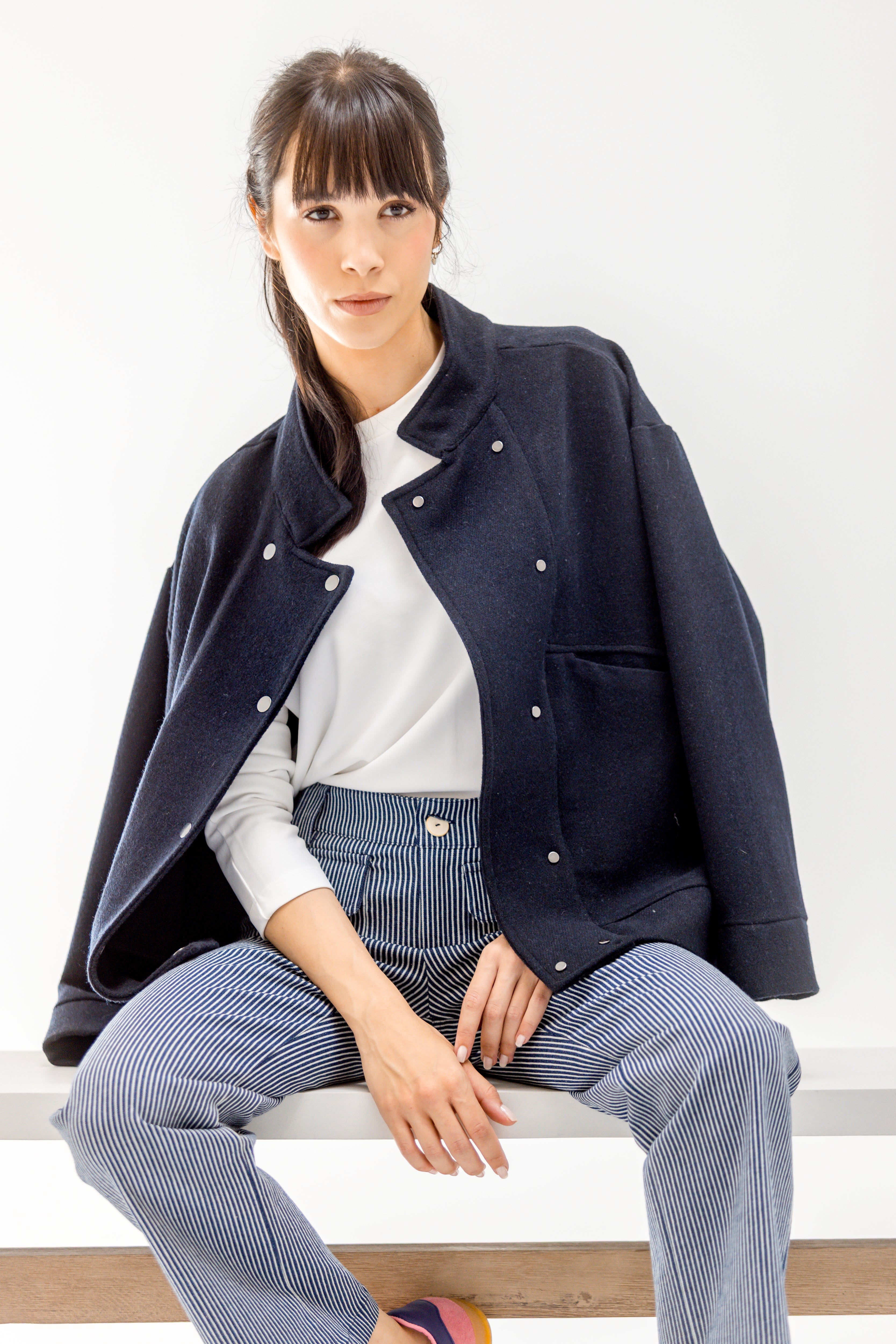 CAZADORA PEPA PAÑO AZUL