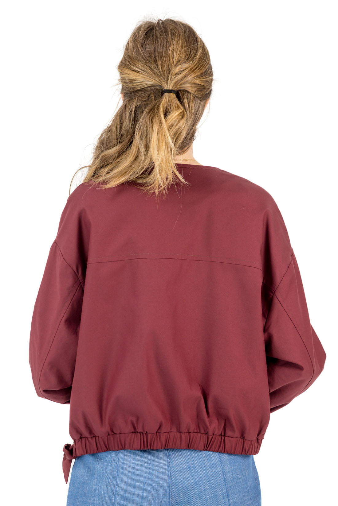 BURGUNDY POPLIN BOMBER