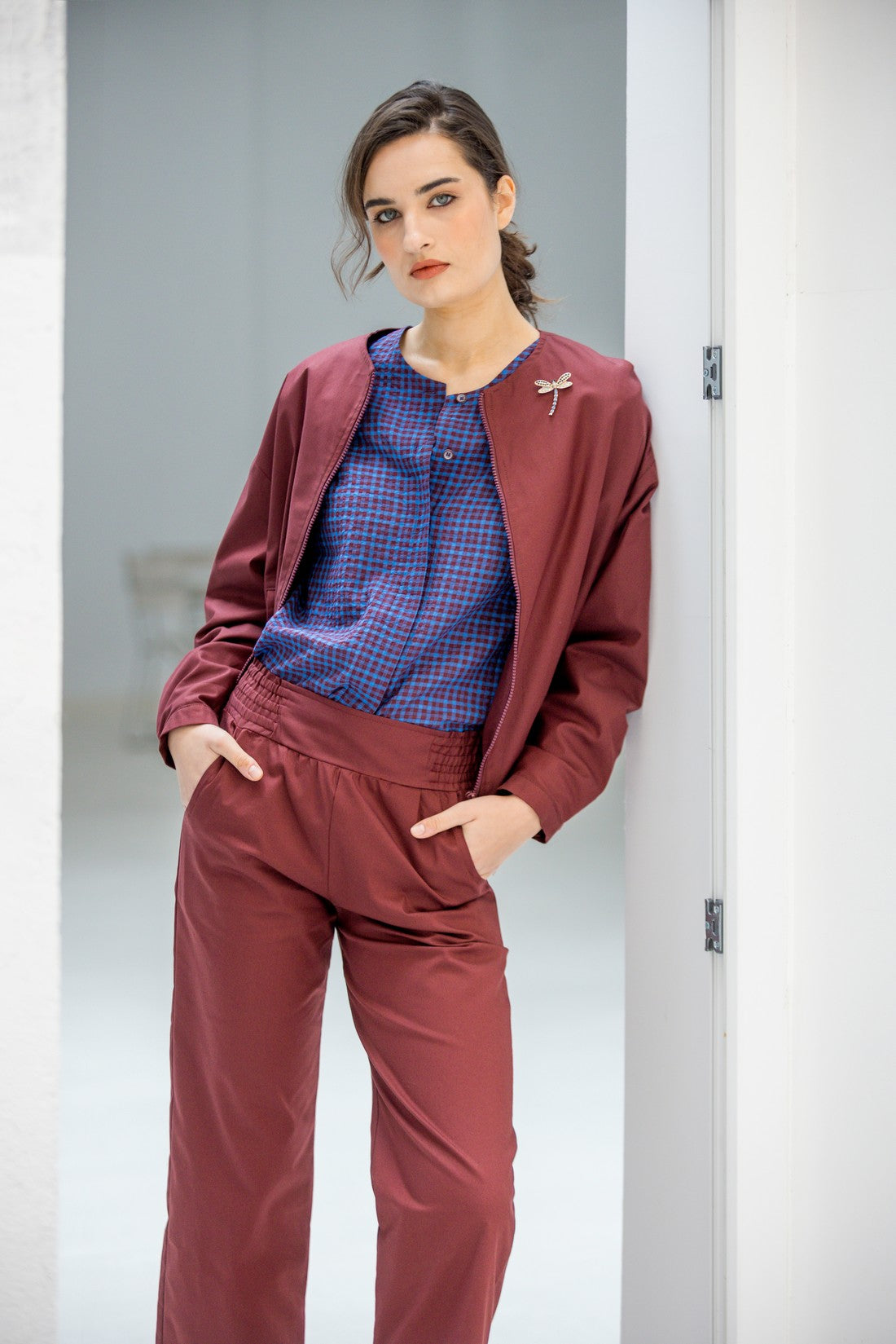 LOOK TOTAL POPELIN BURDEOS