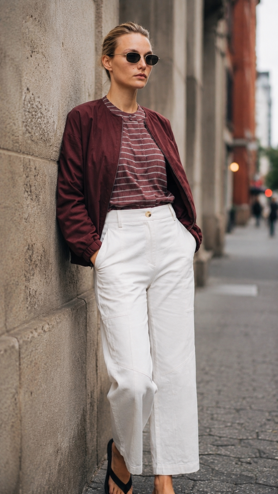 BURGUNDY POPLIN BOMBER