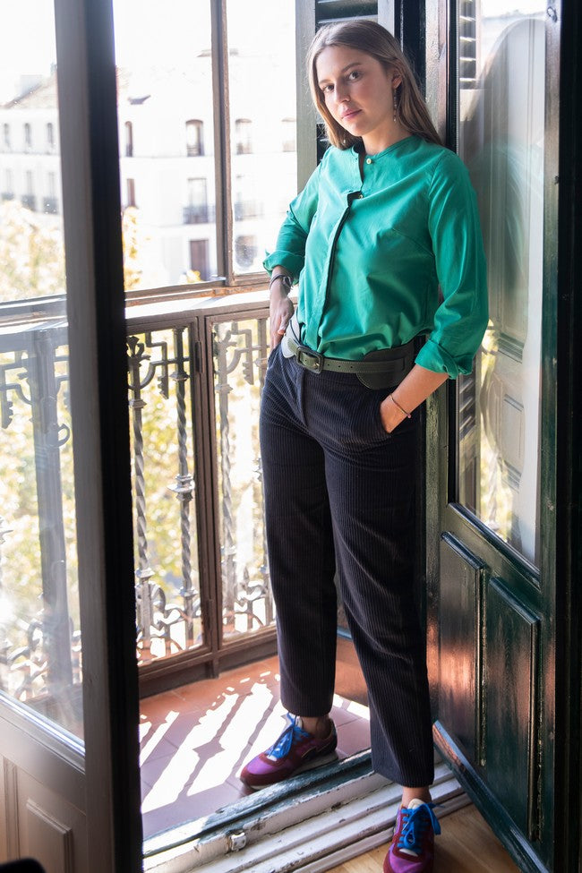 CHEMISE EN POPELINE VERTE