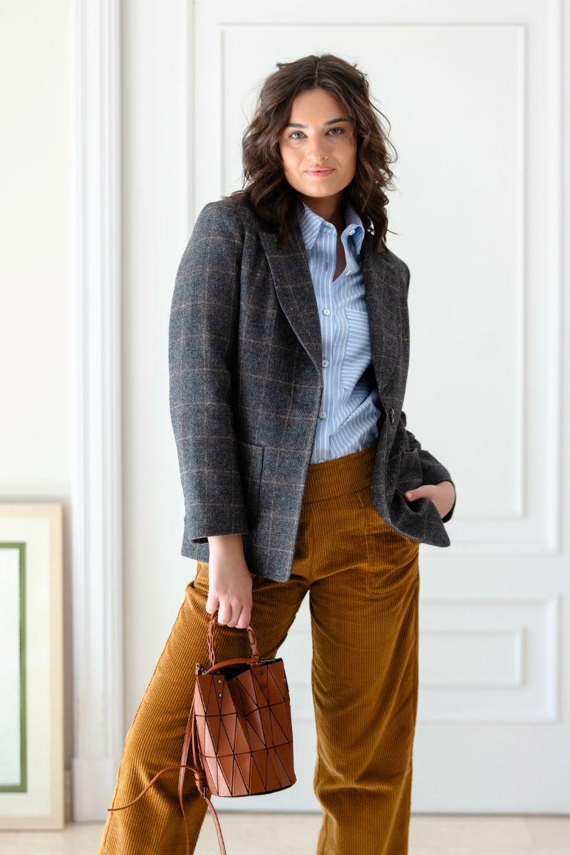 AMERICANA SASTRE GRIS CUADRO MARRON