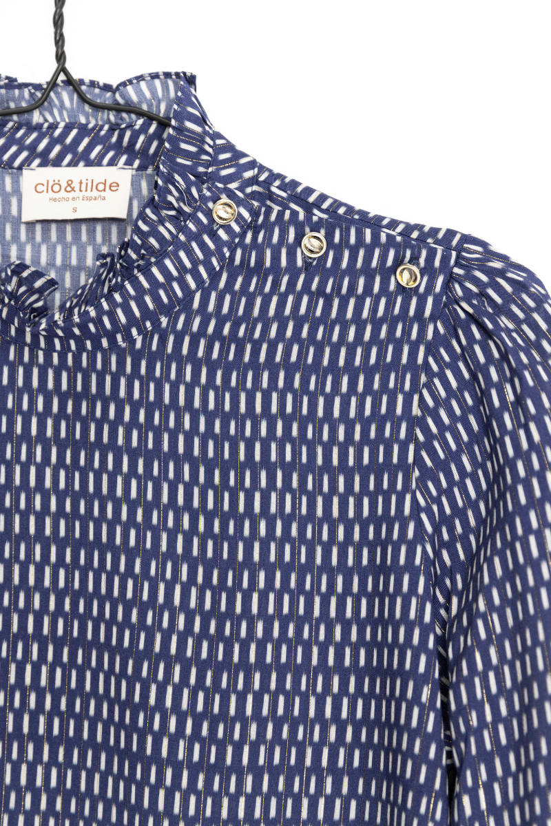 CAMISA SENA AZUL TOQUE DORADO