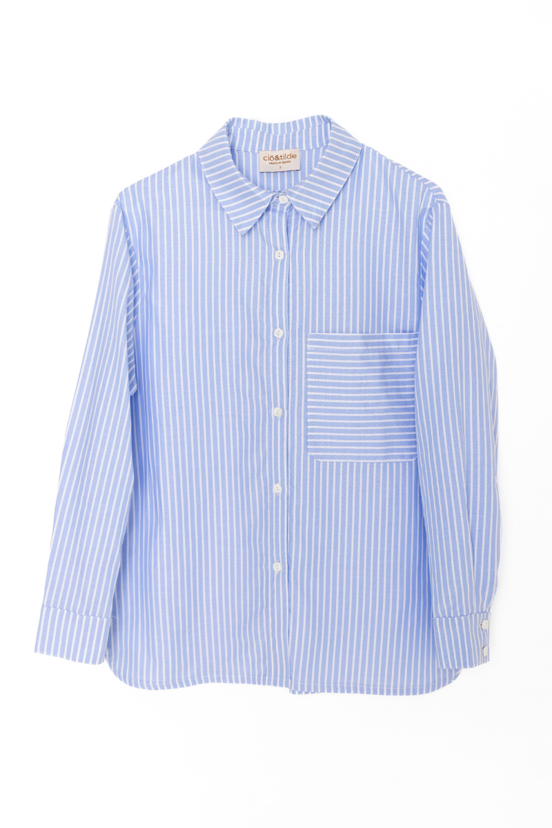 CAMISA POPEL RAYAS AZUL CLARO