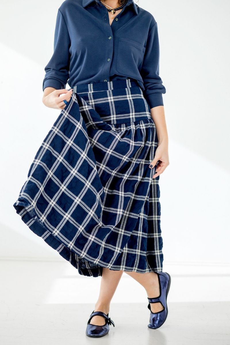 FALDA AZUL Y BEIGE