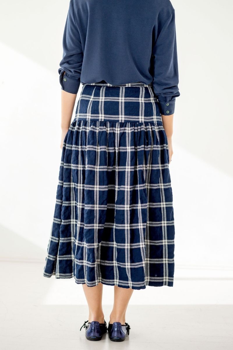 FALDA AZUL Y BEIGE