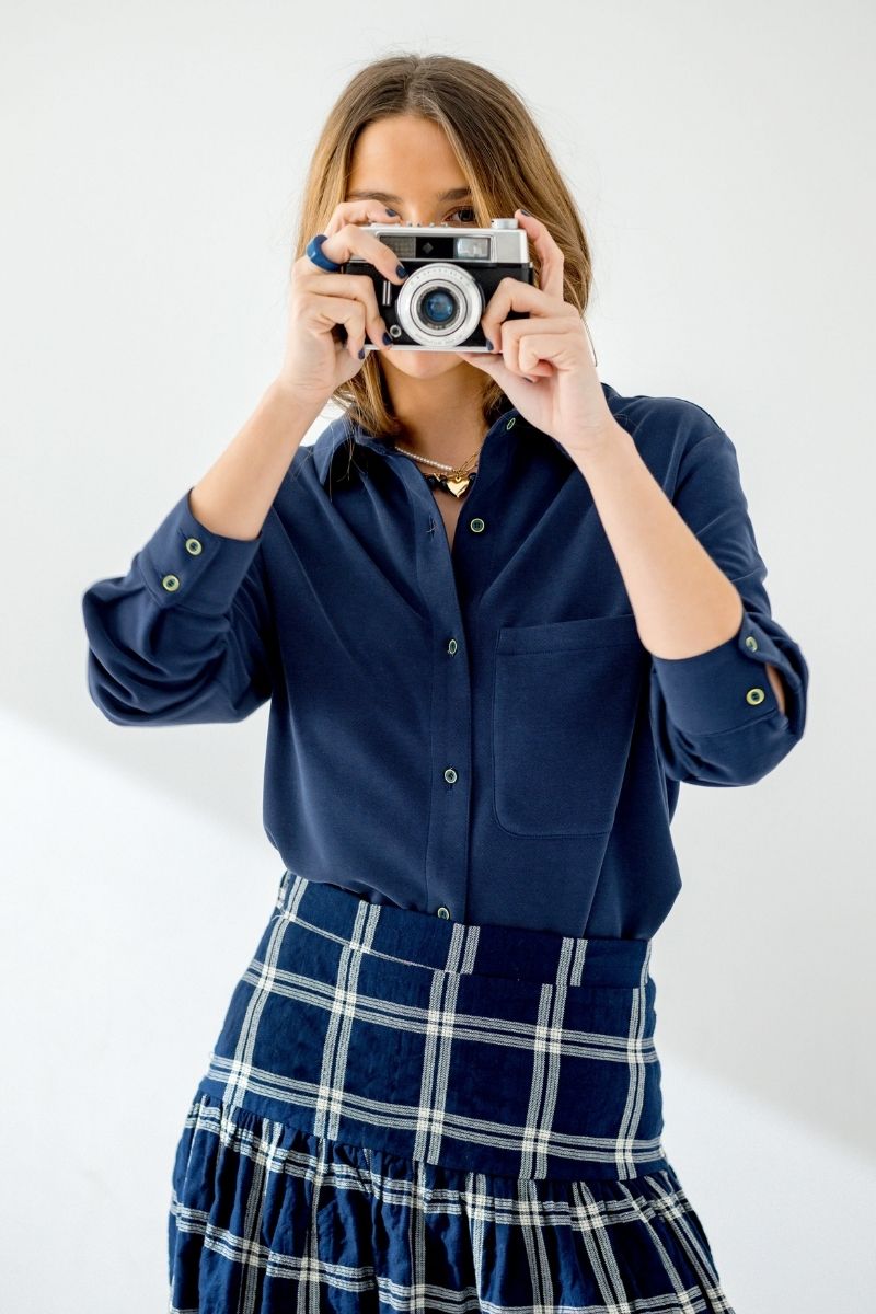 CAMISA POPEL PUNTO AZUL