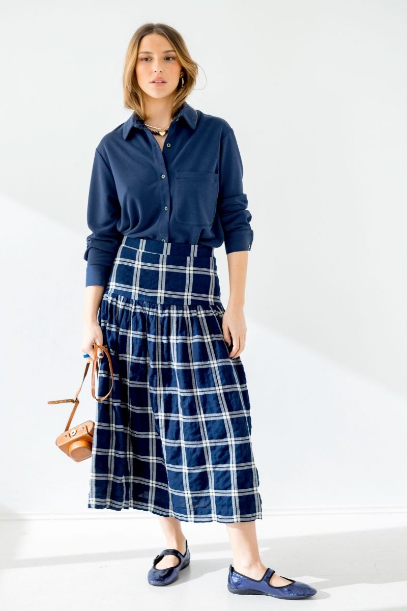 FALDA AZUL Y BEIGE