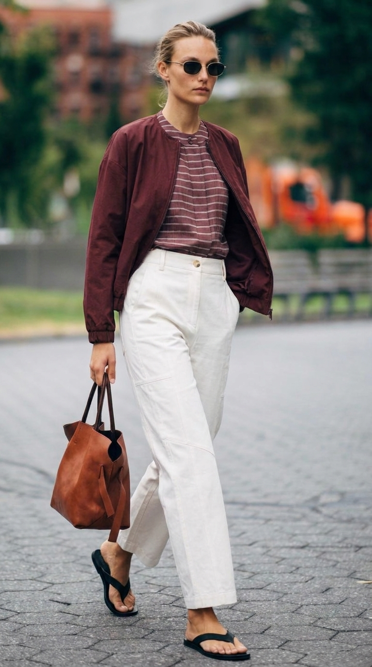 BURGUNDY POPLIN BOMBER