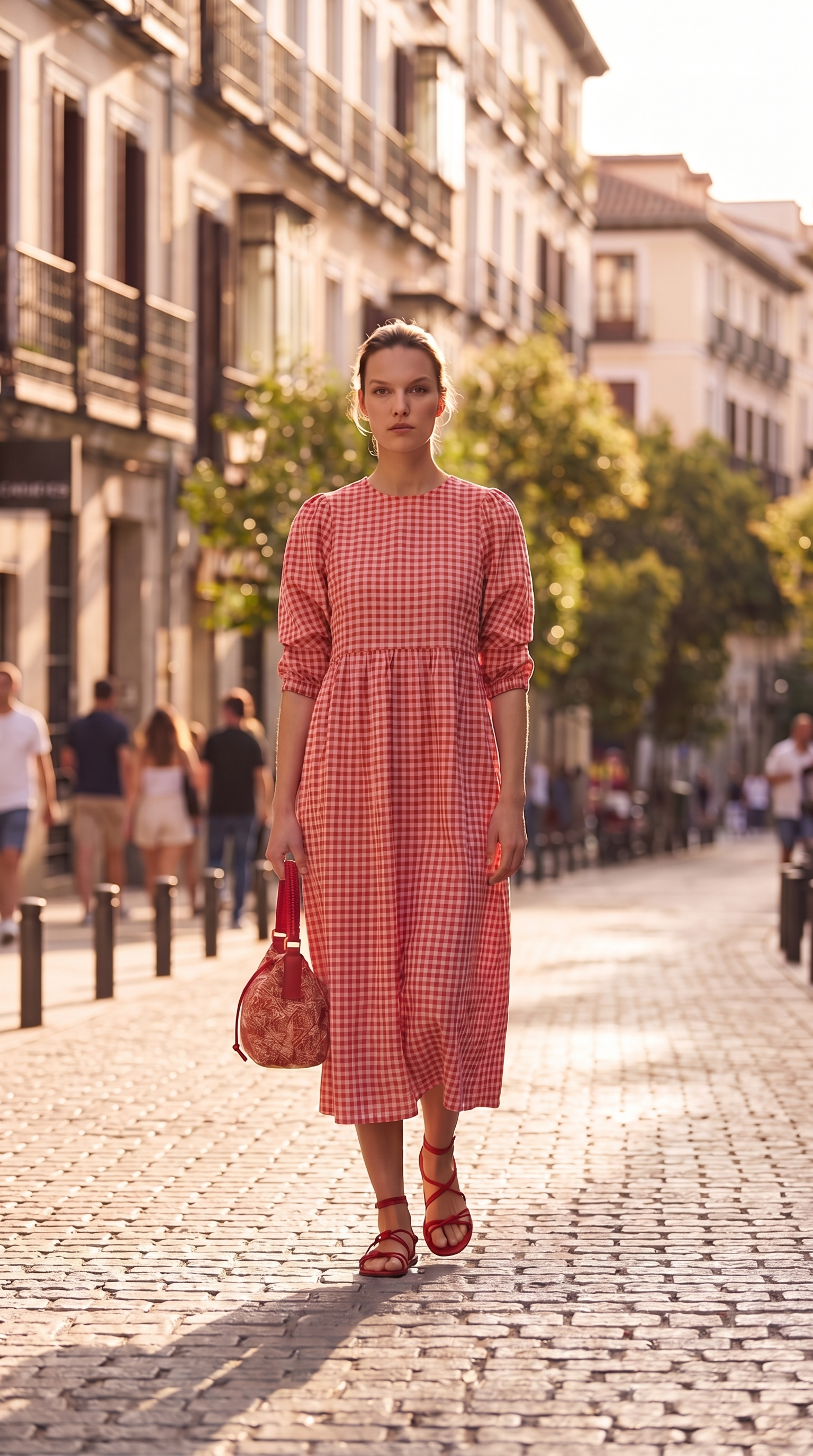 VESTIDO VICHY FUCSIA