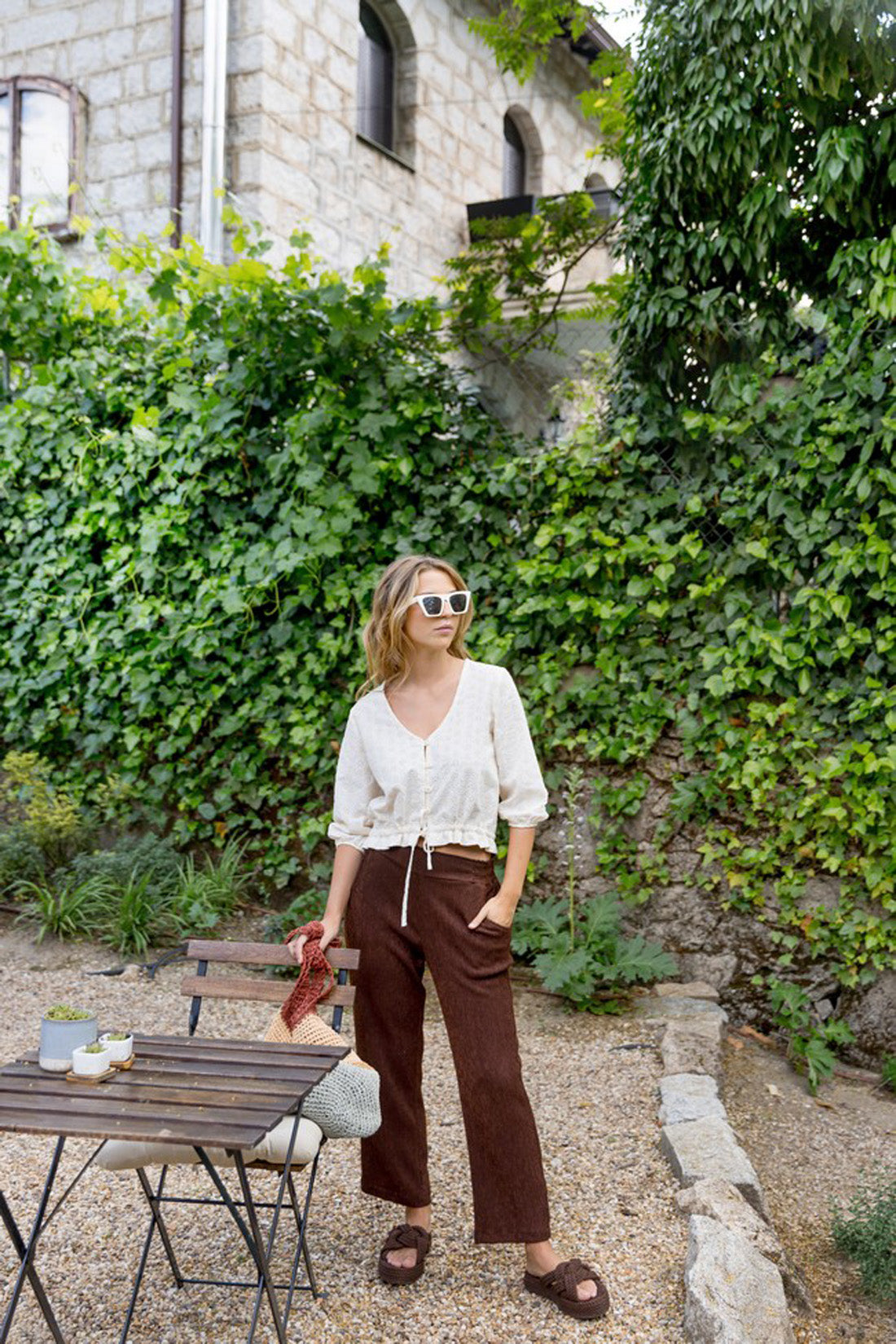 RAW THREAD EMBROIDERED TOP