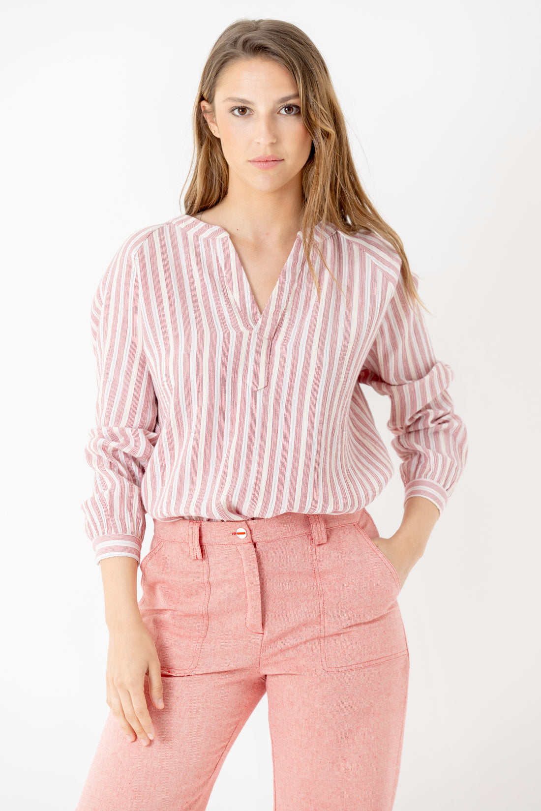CAMISA RAYAS ROJAS