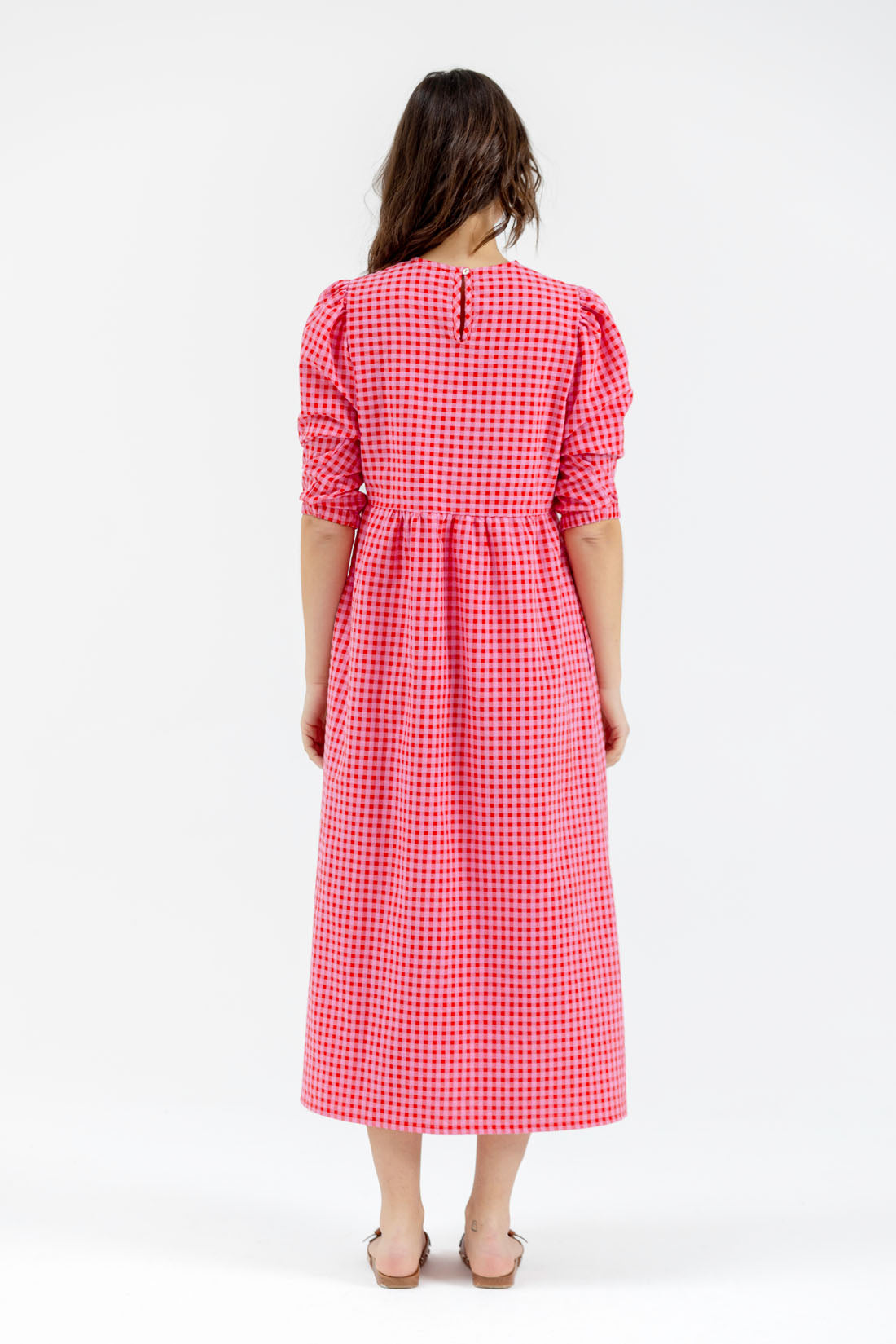 VESTIDO VICHY FUCSIA