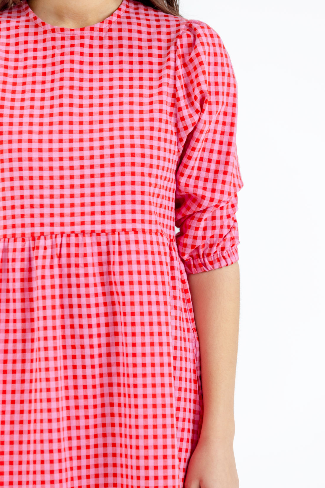 VESTIDO VICHY FUCSIA